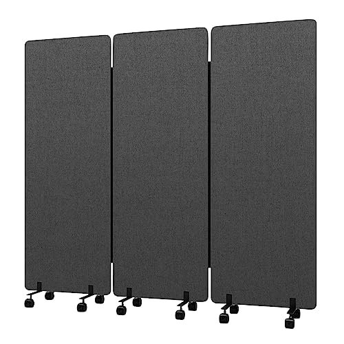 Soundproof Room Divider with Wheels, 66in Office Dividers...