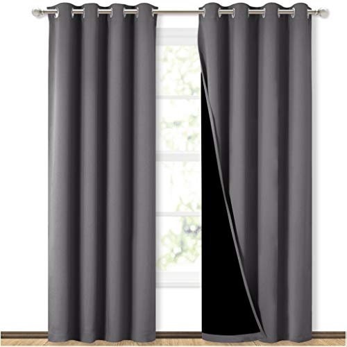 NICETOWN Grey Full Shade Curtain Panels, Pair of Energy...