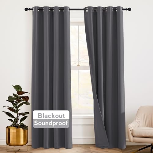 RYB HOME Soundproof Curtains 84 inches - 3 Layers...