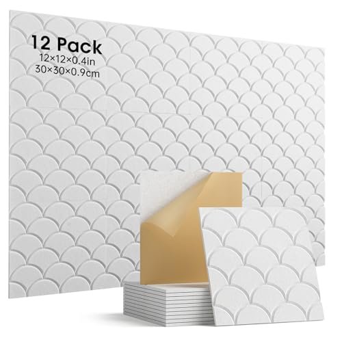 Woovio Acoustic Panels Self-Adhesive, 12 Pack Sound Proof...