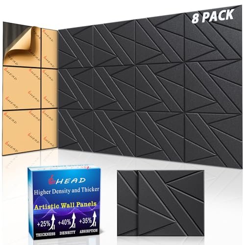 8 Pack Self-Adhesive Soundproof Wall Panels, 12 x 12 x...