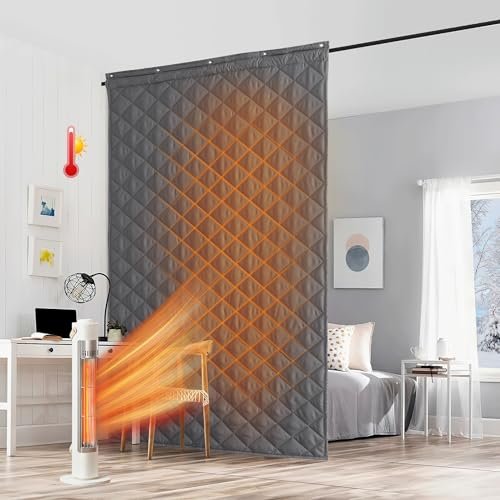 RYB HOME Grey Large Thermal Insulated Curtain for Winter,...