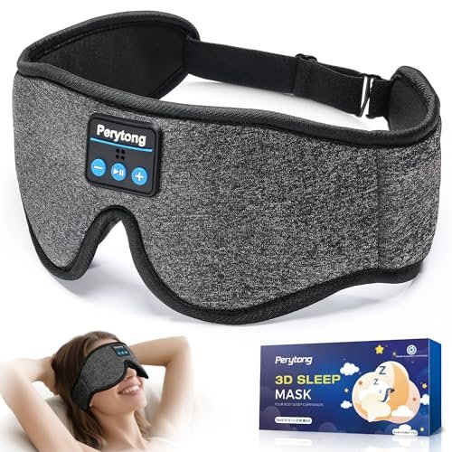Sleep Mask with Bluetooth 5.4 Headphones, 3D Contoured...