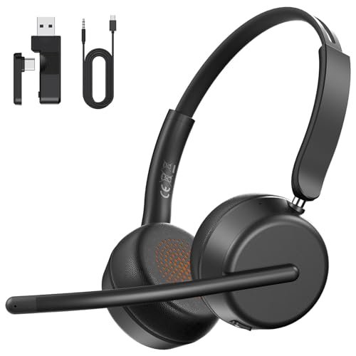 SEJJ Wireless Headset with Mic for Work, Bluetooth 5.4...