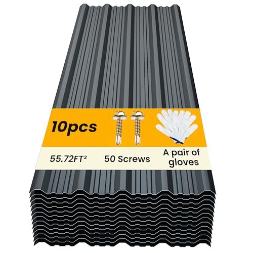 BOBIBAN 10 pcs Metal Roofing Panels - Corrugated Galvanized...