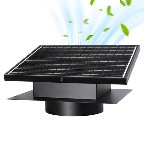 25W Solar Roof Vent Fan with 8 Inch Removable Roof...