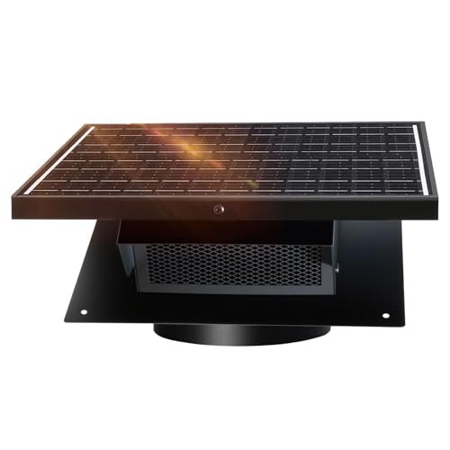 25W Solar Roof Vent Fan with 8-Inch Removable Roof Vent,...