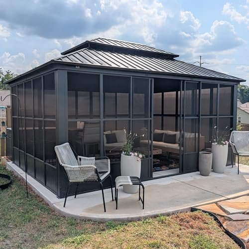 PURPLE LEAF 12' X 16' Solarium Permanent Hardtop Gazebo...