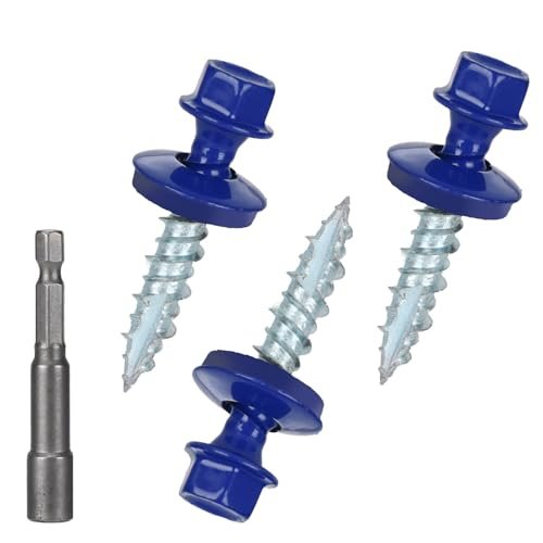 Metal Roofing Screws 10 x 1 inch, Blue Hex Head...