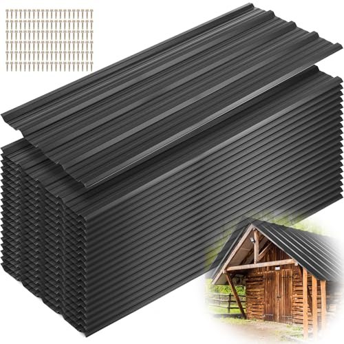 Yaocom 20 Pack Black Corrugated Metal Roof Panels, 106...