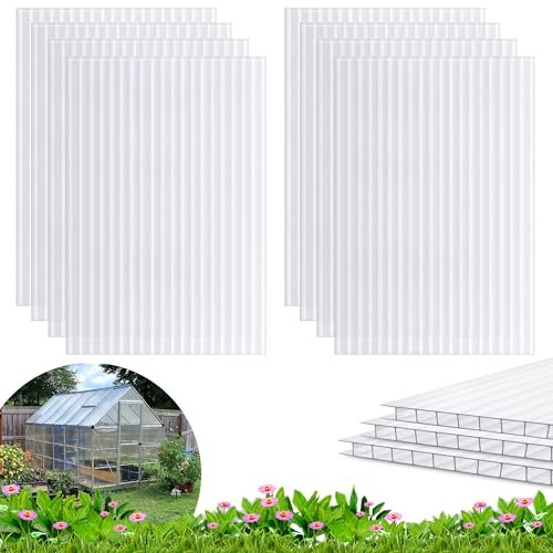Quibbay 8PCS Polycarbonate Greenhouse Panels, 6' x 4' x...