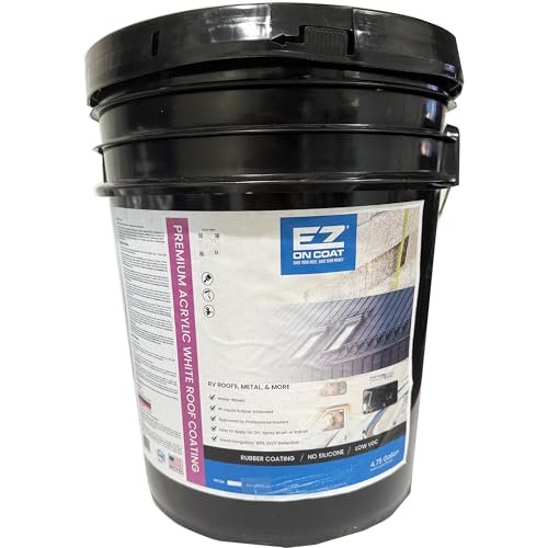 EZ ON COAT Premium White Acrylic Roof Coating, 4.75...