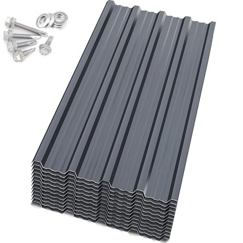 Metal Roof Panels 50.78X16.77 in 12 PCS Galvanized Steel...