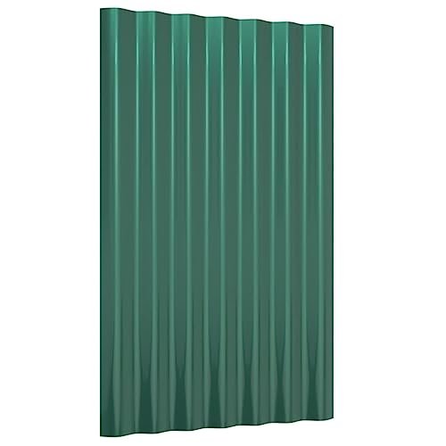 vidaxl Green Powder-Coated Steel roof Panels - Set of 12...