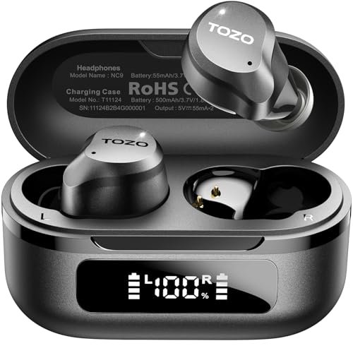 TOZO NC9 Hybrid Active Noise Cancelling Wireless Earbuds, 6...