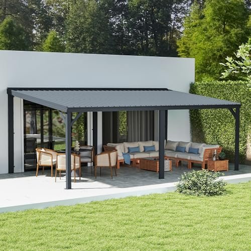 Domi 12' x 20' Lean to Gazebo, Wall Mounted Gazebos...