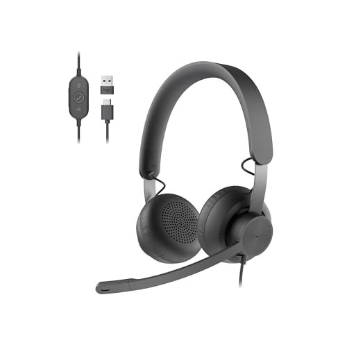 Logitech Zone 750 Wired On-Ear Headset with Advanced...