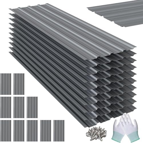 10 PCS Metal Roof Panels, 5.05 FT Corrugated Roofing...