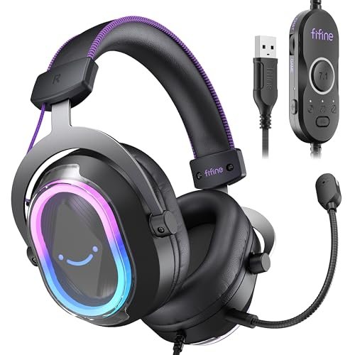 FIFINE Wired USB Gaming Headset: 7.1 Surround Sound -...