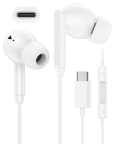 iPhone 17e 17 16 USB C Wired Headphones with Microphone,...