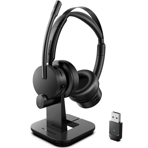 Wireless Headset with Mic for Work(Upgrade Volume Knob &...
