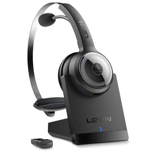 LEVN Wireless Headset with Mic for Work, Wireless Headset...