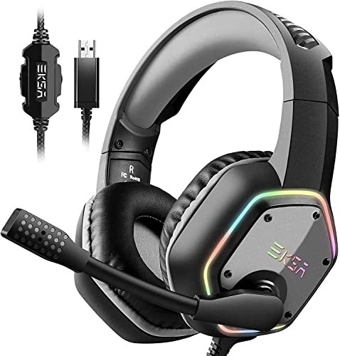 EKSA E1000 USB Gaming Headset for PC, Computer Headphones...