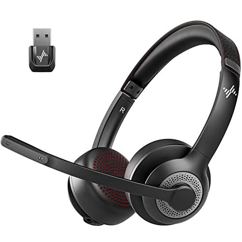 JIAMQISHI Wireless Headset with Mic for Work, Bluetooth...