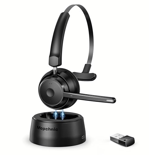 Mopchnic Bluetooth Headset, Wireless Headphone with AI...