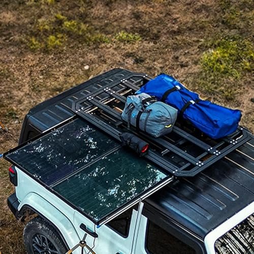 BougeRV Flat Roof Rack Platform with Slidable Solar Panel...