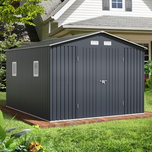 Outdoor Storage Shed 10x12FT with Frame Floor and...