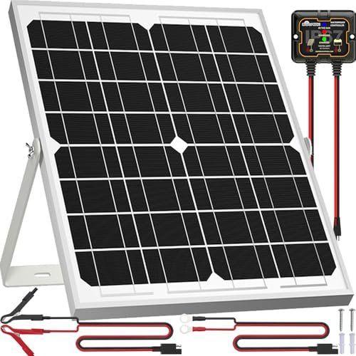 SOLPERK Solar Panel Kit 20W 12V, Waterproof Solar Battery...