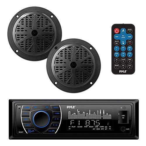 Pyle Marine Headunit Receiver Speaker Kit - In-Dash LCD...