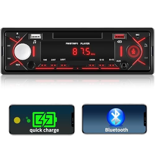 Single Din Car Stereo Bluetooth Multimedia Car Audio...