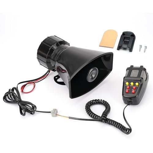 KERWINN Car Siren Horn 7 Tone with Microphone ,Alarm Horn...