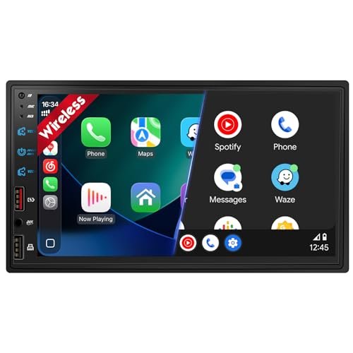 [Upgraded DSP] 7'' Double Din Car Stereo with Wireless...
