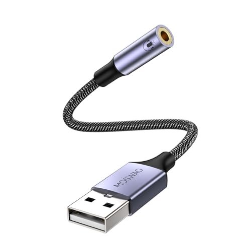 MOSWAG USB to 3.5mm Jack Audio Adapter 0.65Feet/20cm,...