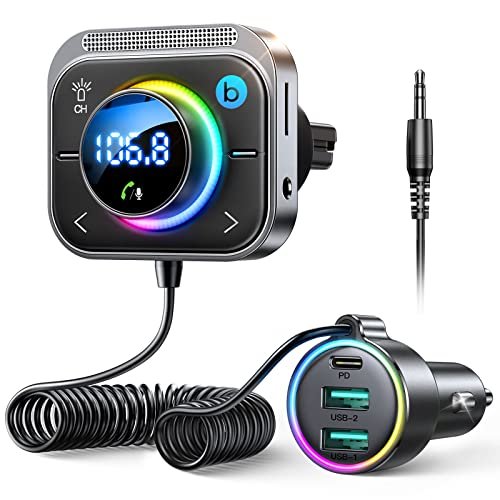 JOYROOM 96W FM Transmitter Bluetooth 6.0 Car Adapter Aux...