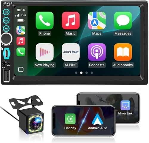 7'' Wireless Double Din Car Stereo Carplay Radio Screen...