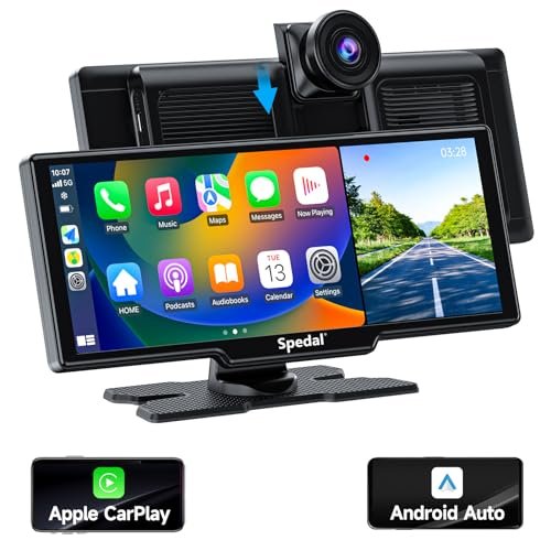 860 Portable CarPlay Screen with 4K Dash Cam Front and...