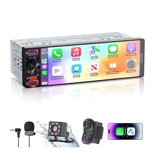 Single Din Radio Car Stereo with Apple CarPlay & Android...