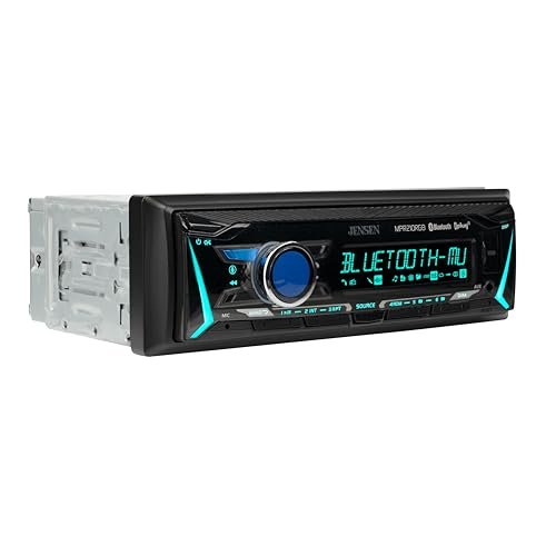 JENSEN MPR210RGB | 12-Character LCD Single DIN Car Stereo...