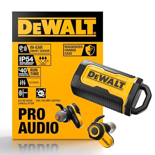 DEWALT Jobsite Pro X2 True Wireless Work Earbuds — ANC...