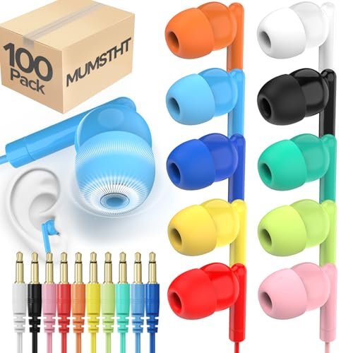 MUMSTHT Bulk Earbuds 100 Pack | Basic Ear Bud,10 Colors...
