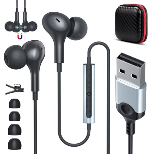 USB Headset with Microphone for PC 7.5 Ft Cable, USB...