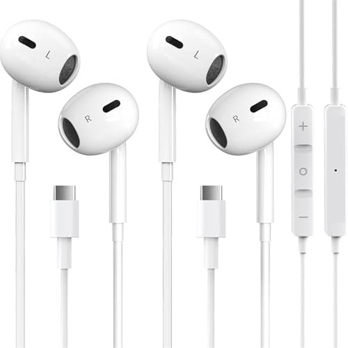 2 Packs USB C Headphones for iPhone 17/16/15 Pro Max...