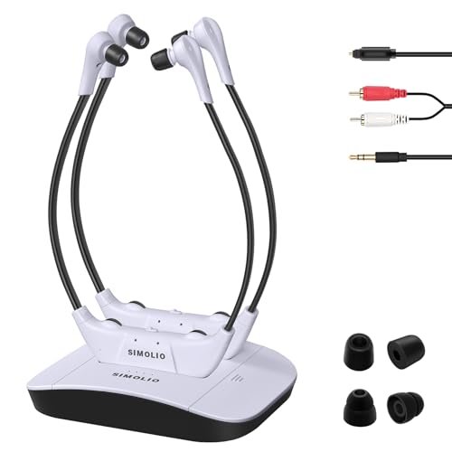 SIMOLIO Dual Wireless Headphones for TV Watching with Spare...