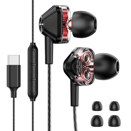 USB-C Wired in-Ear Earbuds, Dual Driver Hi-Fi Headphones...