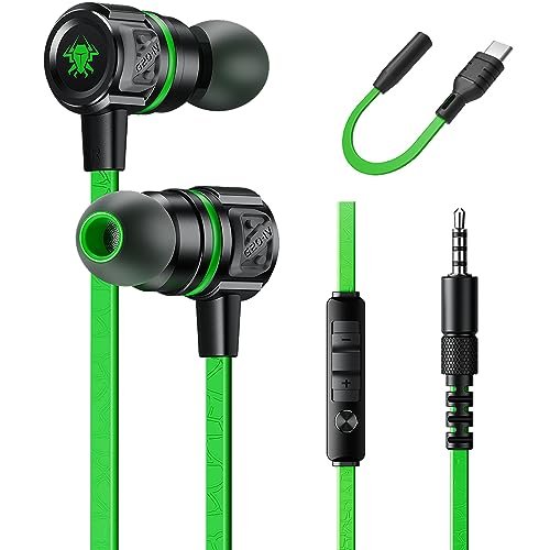 Gaming Earbuds Wired, USB C & 3.5mm Dual Plug in...
