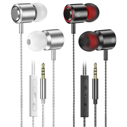 2 Pack Wired Earbuds with Microphone, In-Ear Headphones...